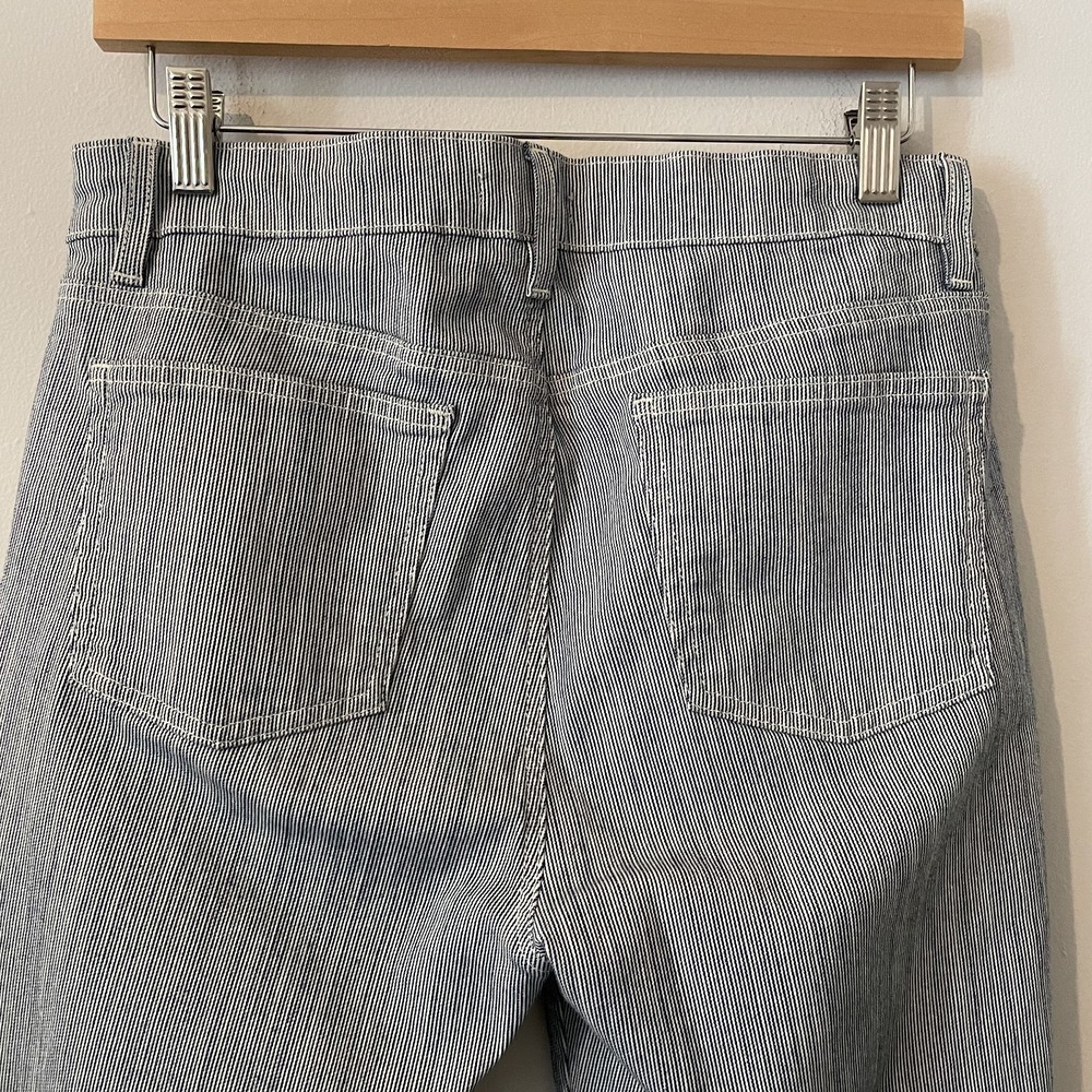 Eileen Fisher Railroad Striped Skinny Jeans Blue White Size 8 Minimalist Stretch - Picture 7 of 9